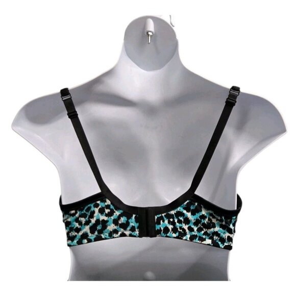 Cacique Underwire Bra Womens Size 40DD Blue Animal Print Lace Trim Light Padding - Picture 2 of 8